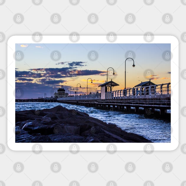 The sunset at StKilda Pier, StKilda, Victoria, Australia. Sticker by VickiWalsh